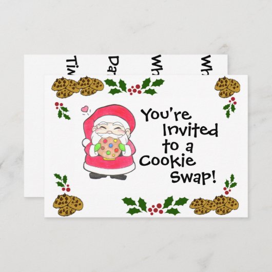 Kerstman houdt van koekjes uitnodiging (Voorkant / Achterkant)