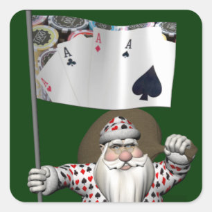 Kerstman houdt van poker spelen sticker