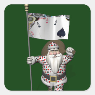 Kerstman houdt van poker spelen sticker