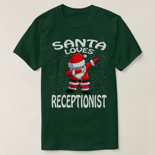 Kerstman houdt van receptioniste Kerstmis T-shirt (Design voorkant)