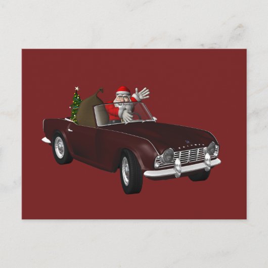 Kerstman houdt van Triumph TR4 Feestdagenkaart (Voorkant)