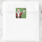 Kerstman houdt van zijn Siamese kat Vierkante Sticker (Tas)