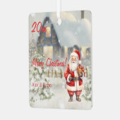 Kerstman huis foto vierkant Ornament (Voorkant links)