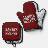 Kerstman Hulpsinterklaas Ovenwant & Pannenlap Set (Voorkant / Achterkant)