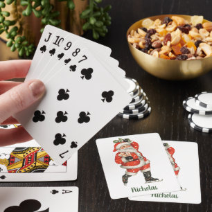 Kerstman ijsdansen in Victoriaanse stijl Pokerkaarten
