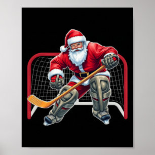Kerstman IJshockey Keeper Kerst Xmas Kostuum Heren Poster