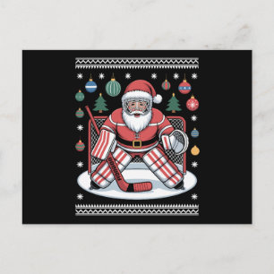 Kerstman ijshockeydoelman Kerstmis lelijke trui Feestdagenkaart