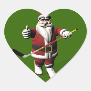 Kerstman ijshockeyspeler hart sticker
