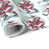 Kerstman ijshockeyspeler Kerst inpakpapier (Rol Hoek)