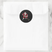 Kerstman ijshockeyspeler ronde sticker (Tas)
