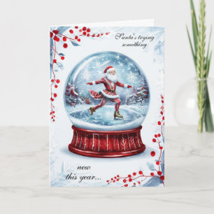Kerstman IJsschaatsen Sneeuwbol Wintergroet Kaart