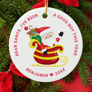 Kerstman Ik Ben Een Braaf Jochie Foto Kerstmis Keramisch Ornament