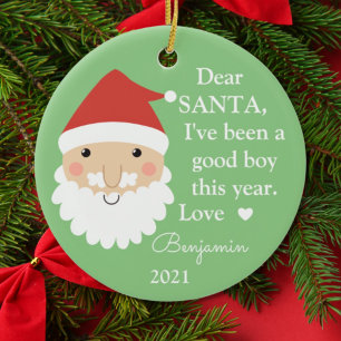 Kerstman Ik Ben Een Braaf Jongen Foto Kerstmis Keramisch Ornament