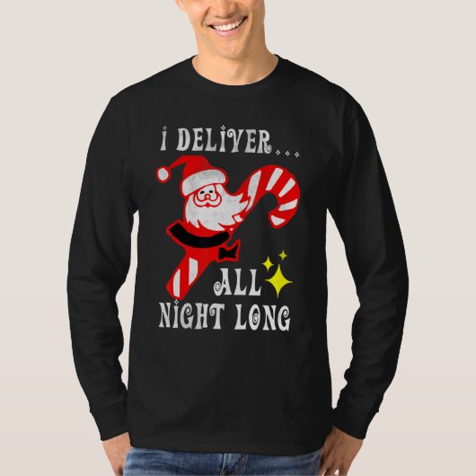 Kerstman Ik bezorgen de hele nacht lang stoute vui T-shirt (Voorkant)