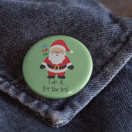 Kerstman Ik Doe Het Voor de Vrienden Kerstvierkant Ronde Button 5,7 Cm