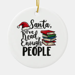 Kerstman Ik heb genoeg mensen gelezen Boek kerstli Keramisch Ornament