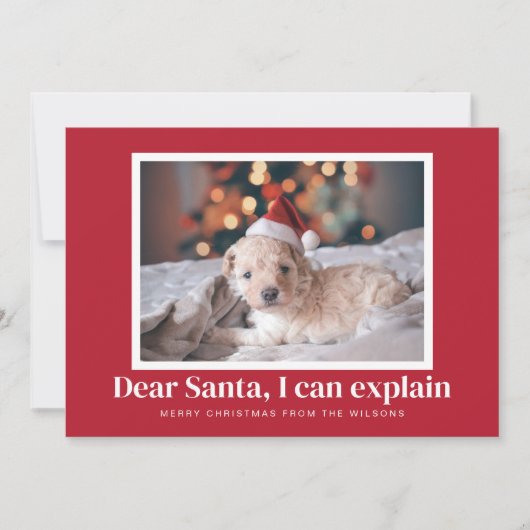 Kerstman, ik kan grappige huisdier kerstfoto uitle feestdagenkaart (Voorkant)