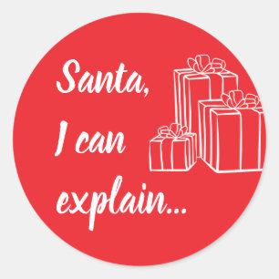 Kerstman, ik kan het uitleggen... script ronde sticker