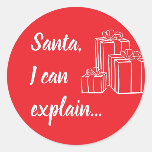Kerstman, ik kan het uitleggen... script ronde sticker (Voorkant)