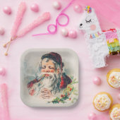  Kerstman Illustration Holiday Papieren Bordje (Feest)