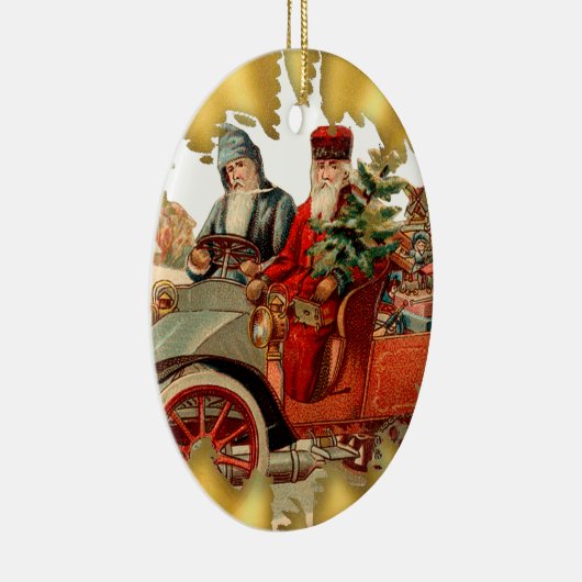  kerstman in Antiek auto's Keramisch Ornament (Rechts)