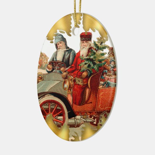  kerstman in Antiek auto's Keramisch Ornament (Links)