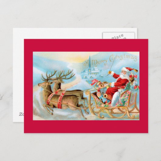 Kerstman in Ar met het Briefkaart van het Rendier (Voorkant / Achterkant)