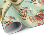  kerstman in ballon van Hot Air Cadeaupapier (Rol Hoek)