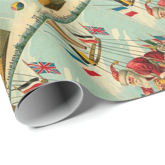  kerstman in ballon van Hot Air Cadeaupapier (Rol Hoek)