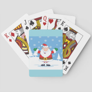 Kerstman in besneeuwd winters landschap pokerkaarten