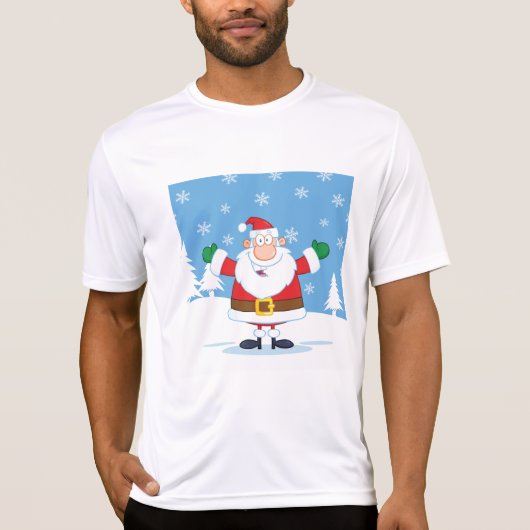 Kerstman in besneeuwd winters landschap t-shirt (Voorkant)