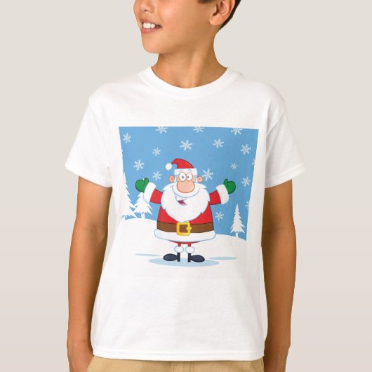 Kerstman in besneeuwd winters landschap t-shirt (Voorkant)