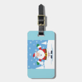 Kerstman in besneeuwde winterscène bagagelabel (Voorkant verticaal)