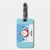 Kerstman in besneeuwde winterscène bagagelabel (Achterkant verticaal)