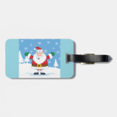 Kerstman in besneeuwde winterscène bagagelabel (Achterkant horizontaal)