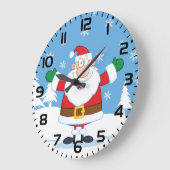 Kerstman in besneeuwde winterscène grote klok (Hoek)