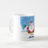 Kerstman in besneeuwde winterscène koffiemok (Voorkant links)