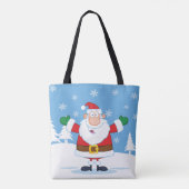 Kerstman in besneeuwde winterscène tote bag (Achterkant)