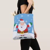 Kerstman in besneeuwde winterscène tote bag (Dichtbij)