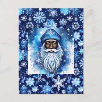 Kerstman in blauw briefkaart