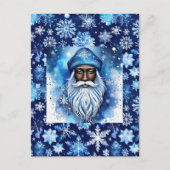 Kerstman in blauw briefkaart (Voorkant)