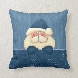 Kerstman in blauw en winter witte kerst kussen