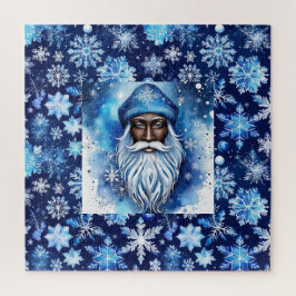 Kerstman in blauw legpuzzel