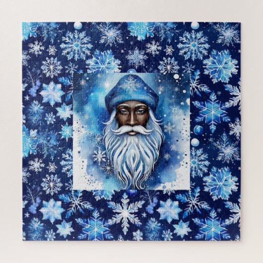Kerstman in blauw legpuzzel (Verticaal)