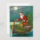 Kerstman in Boot Feestdagenkaart (Voorkant / Achterkant)