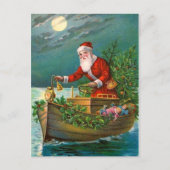 Kerstman in Boot Feestdagenkaart (Voorkant)