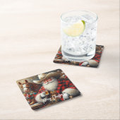 Kerstman in Cowboy Pet Kerstmis Kartonnen Onderzetters (Insitu)