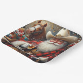 Kerstman in Cowboy Pet Kerstmis Papieren Bordje (Gebogen)