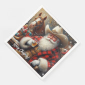 Kerstman in Cowboy Pet Kerstmis Servet (Hoek)