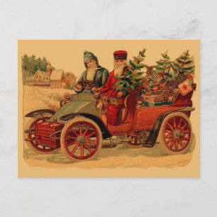  Kerstman in de auto Feestdagenkaart